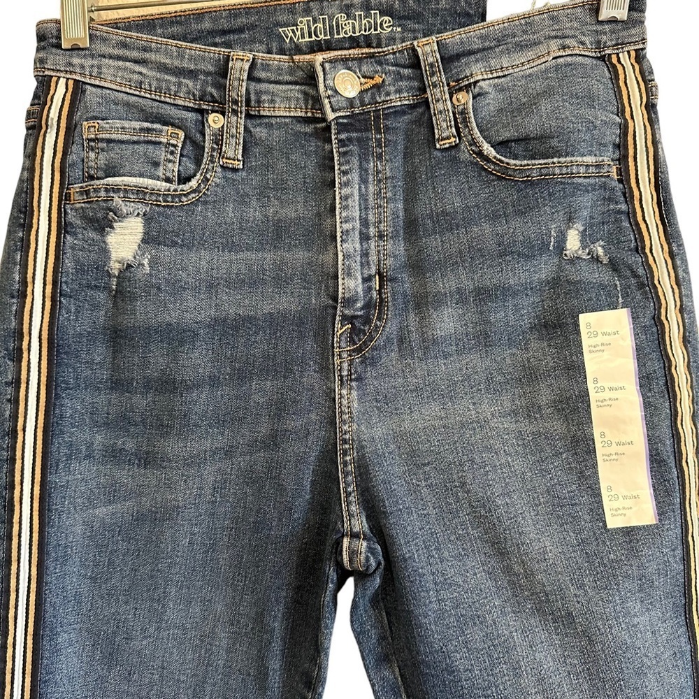 WILD FABLE High Rise Skinny Jeans with Side Tape Stripe Sz 8 / 29 - Picture 4 of 16
